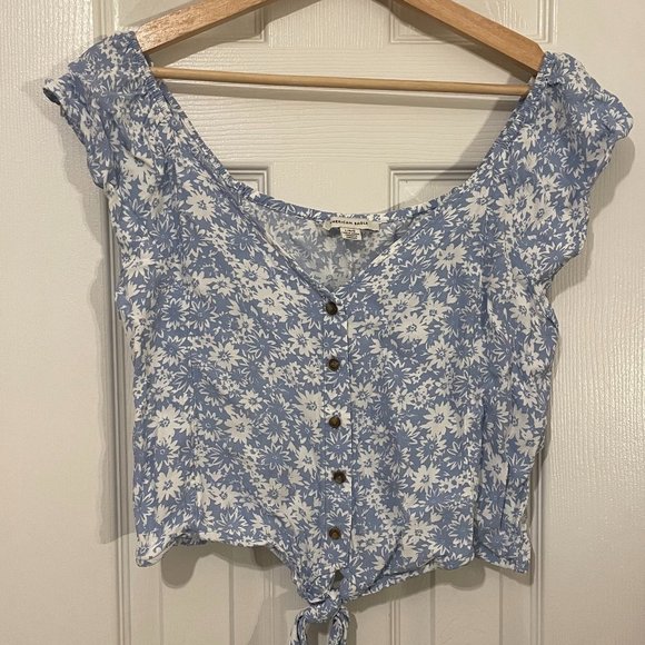 AMERICAN EAGLE Knotted Crop Top - Size L - Picture 1 of 2